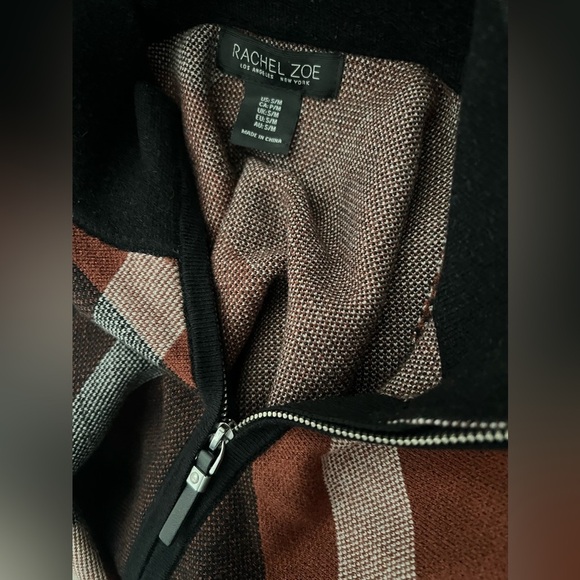 RACHEL ZOE Zip Fringe Poncho Brown Plaid SIZE S/M - Picture 5 of 6